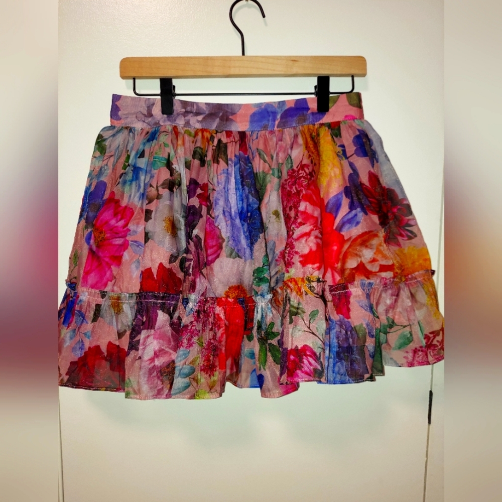 Floral satin skirt